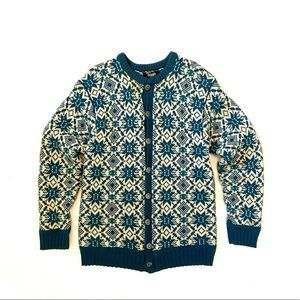 Vintage | Norwegian Snowflake Knit Wool Cardigan